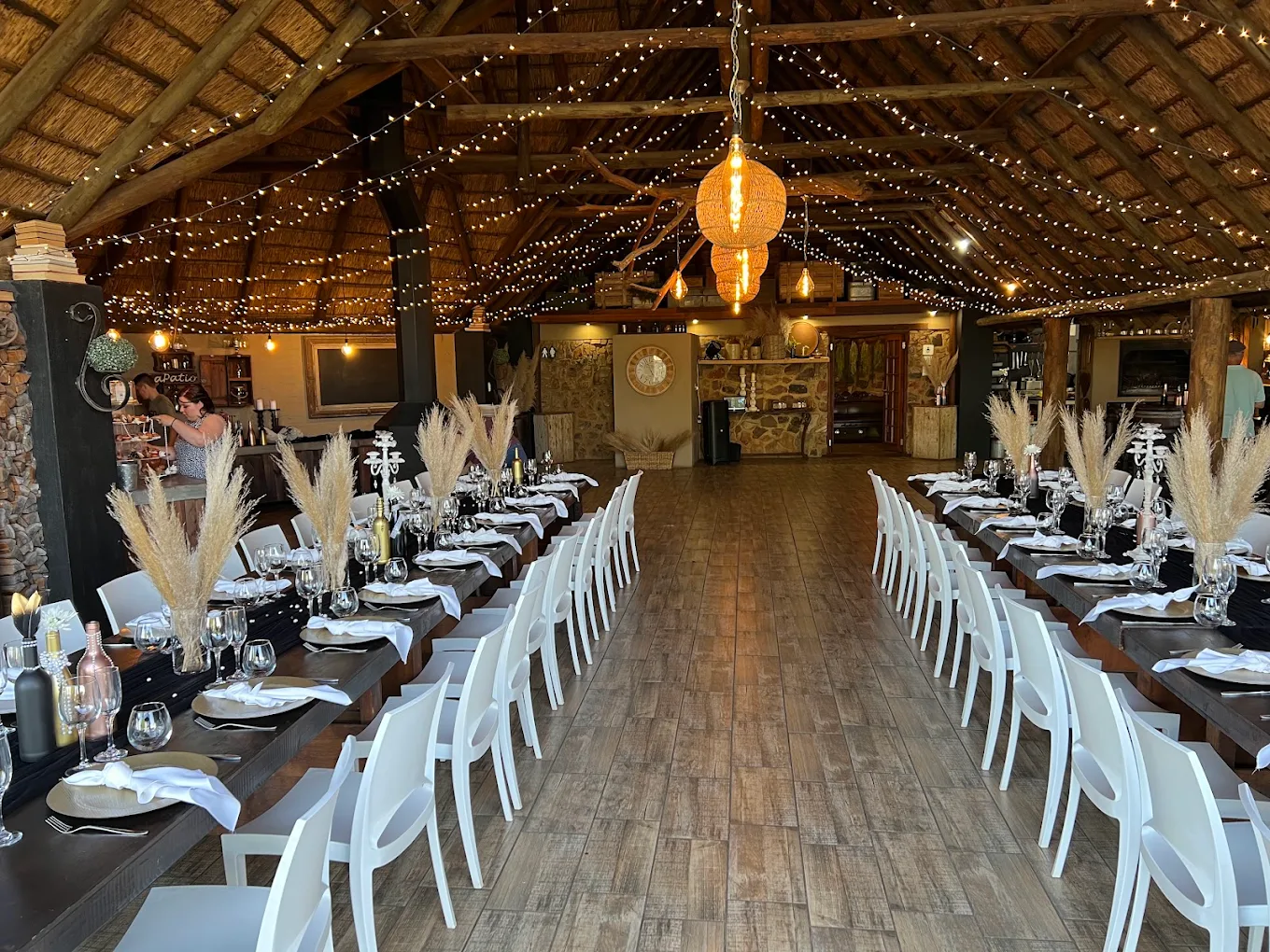 Inside the thatched lapa at Lapatio